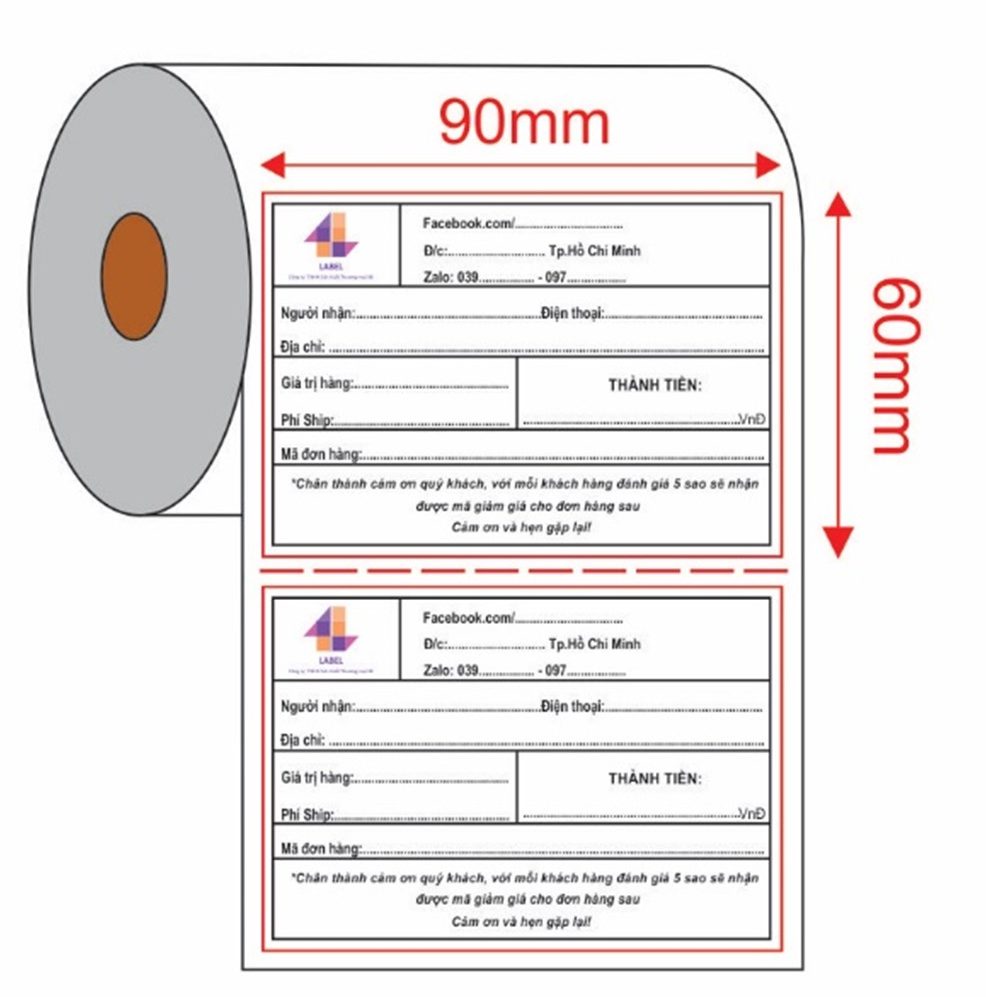 in tem mã vạch 90mm x 60mm 4B Label