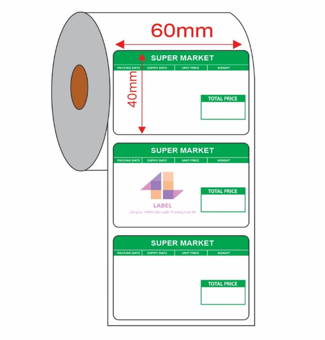 in tem mã vạch 60mm x 40mm (trắng) 4B Label