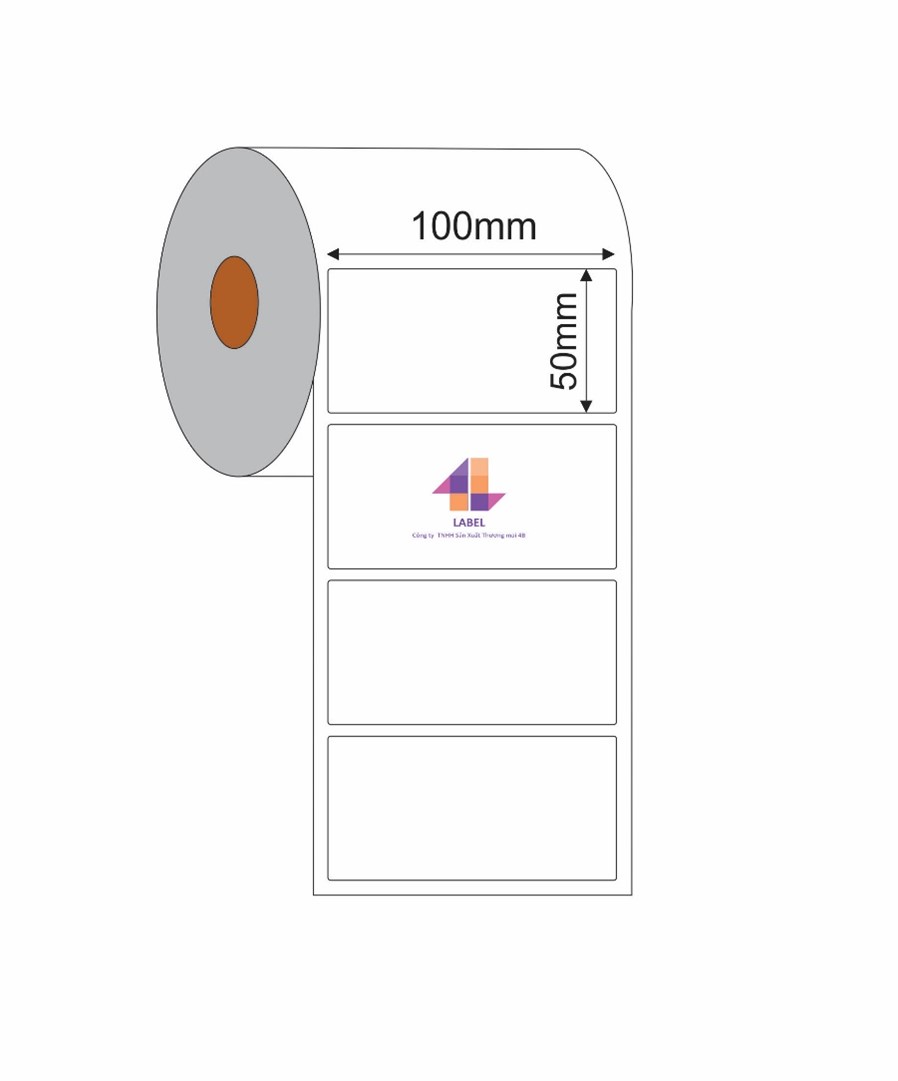 Giấy decal in tem mã vạch 100mm x 50mm (trắng)