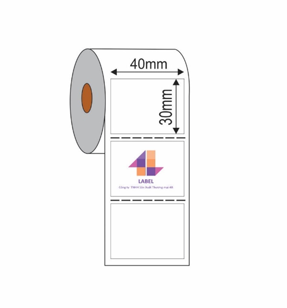 Giấy decal in tem mã vạch 40mm x 30mm